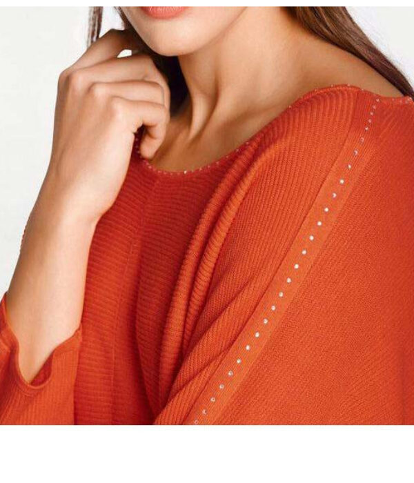 Designer-Pullover m. Strass orange