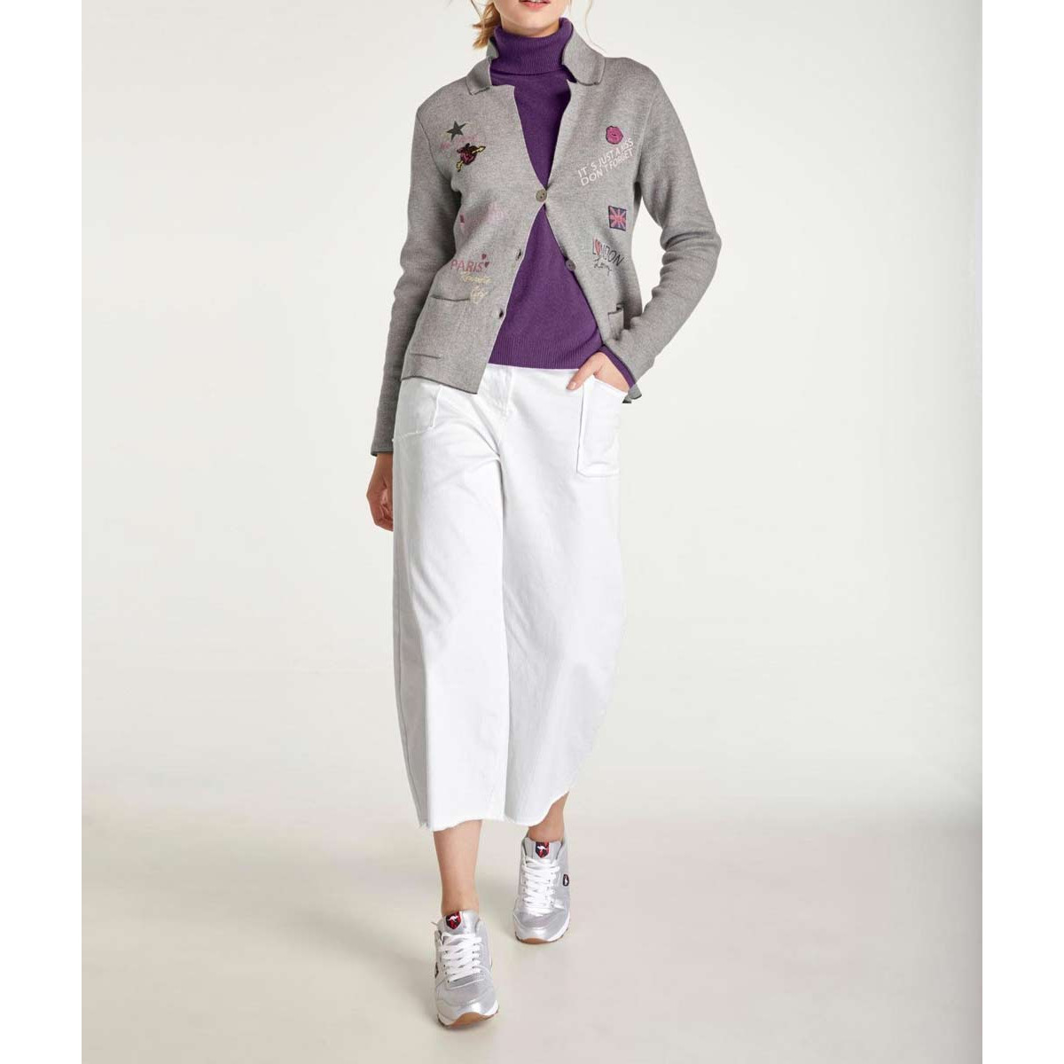 Cardigan m. Patches grau