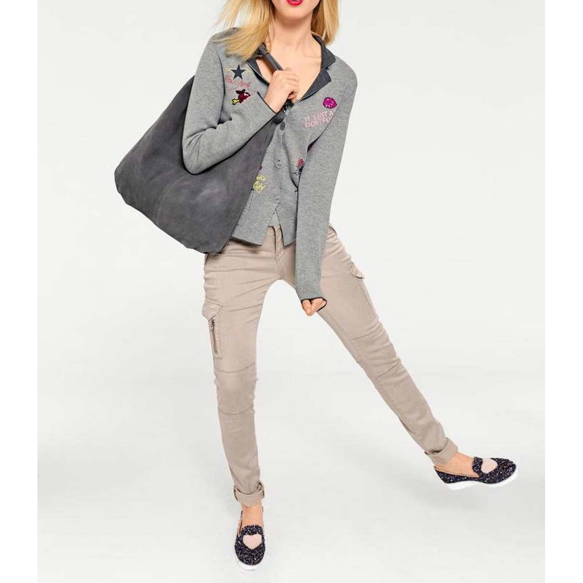 Cardigan m. Patches grau
