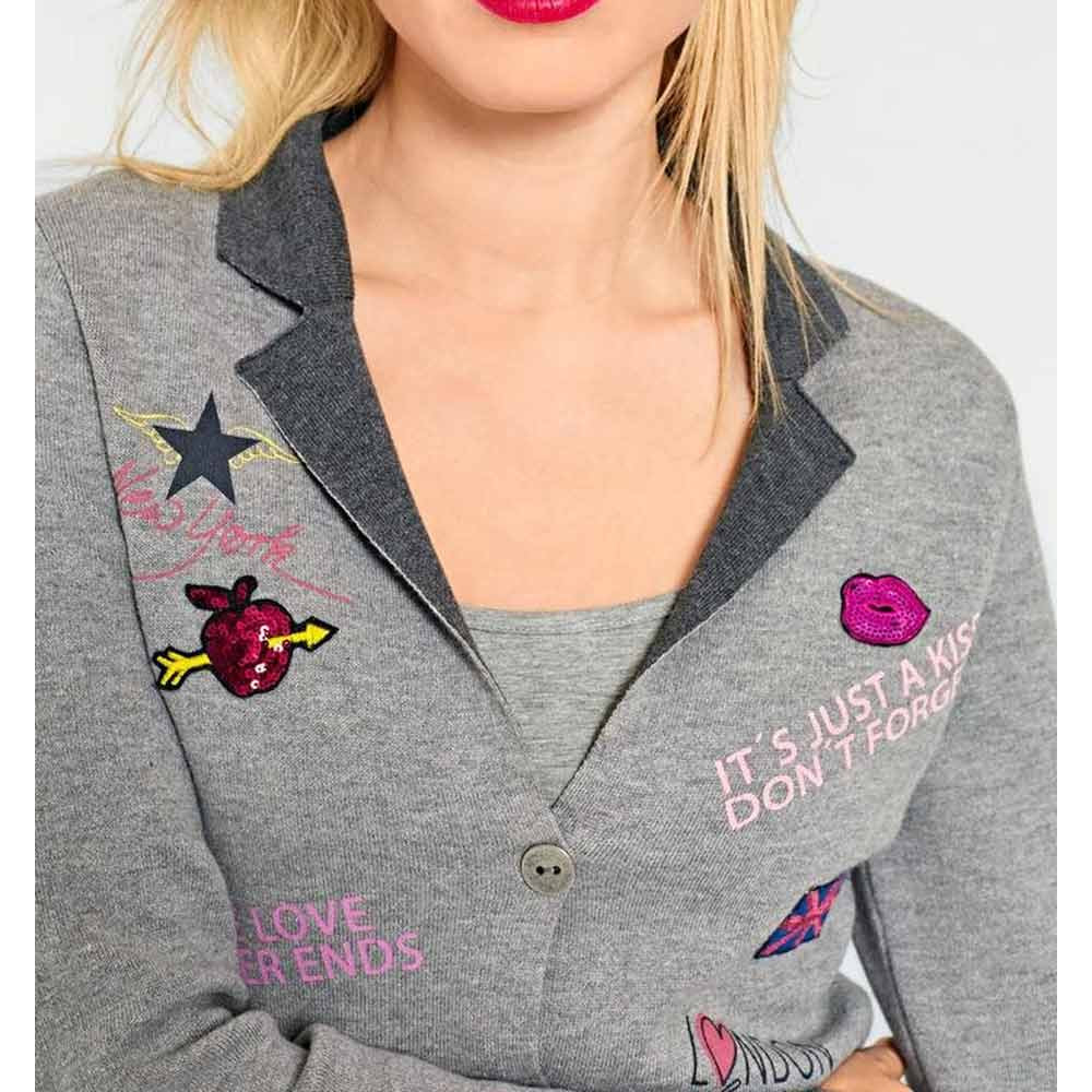 Cardigan m. Patches grau