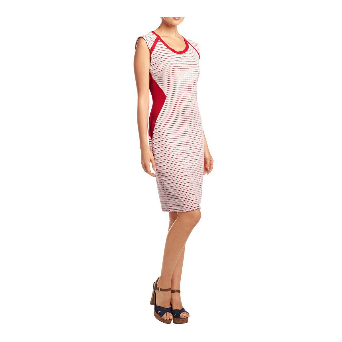 Kleid weiß-rot