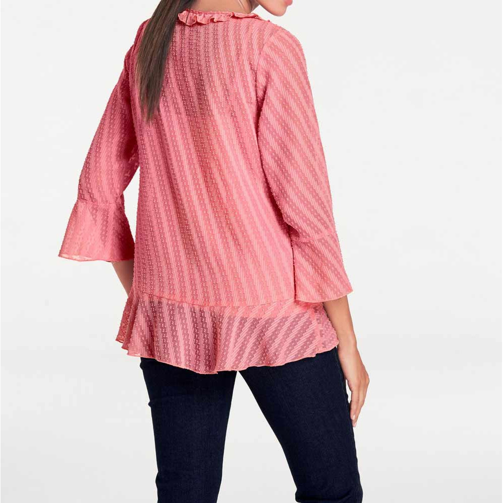 Designer-Rüschenbluse m. Top rosé
