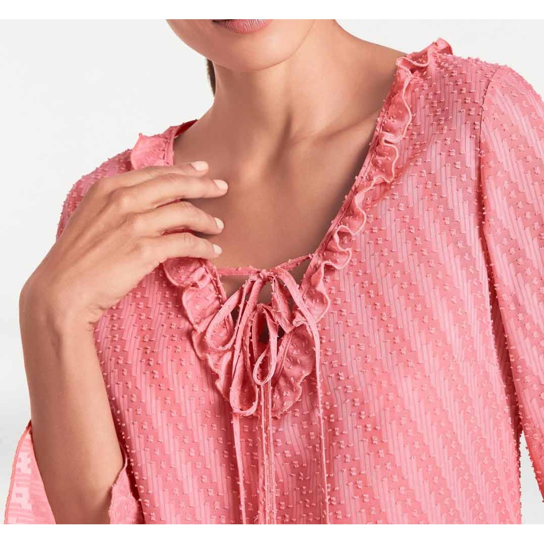 Designer-Rüschenbluse m. Top rosé