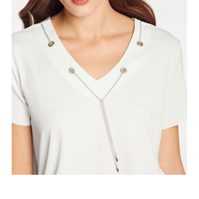 Designer-Shirt m. Ketten offwhite