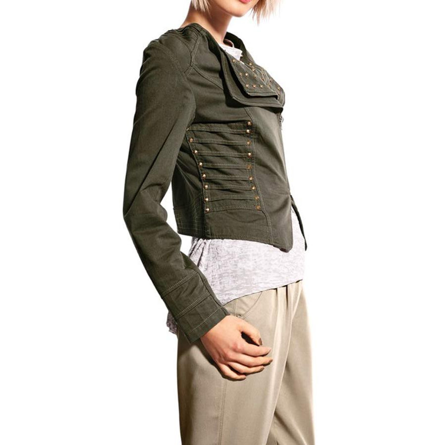 Bikerjacke m. Nieten oliv