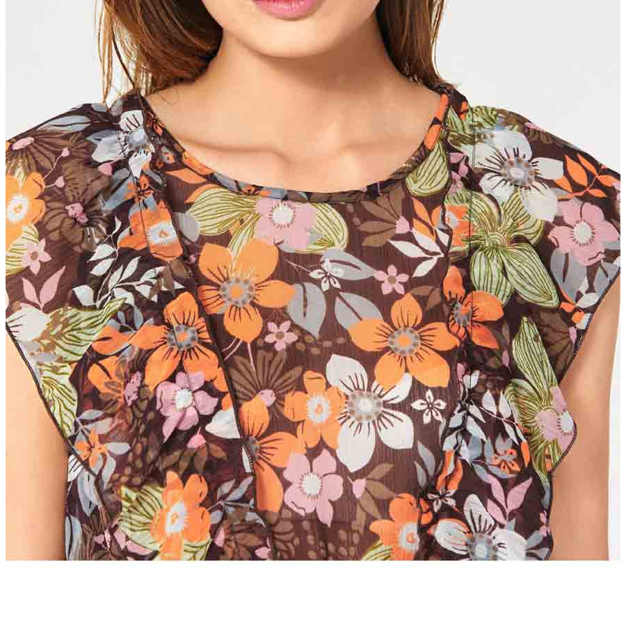 Volant-Chiffon-Druckbluse bunt