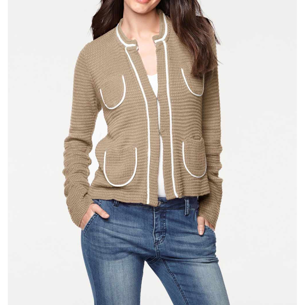 Designer-Cardigan sand-weiß