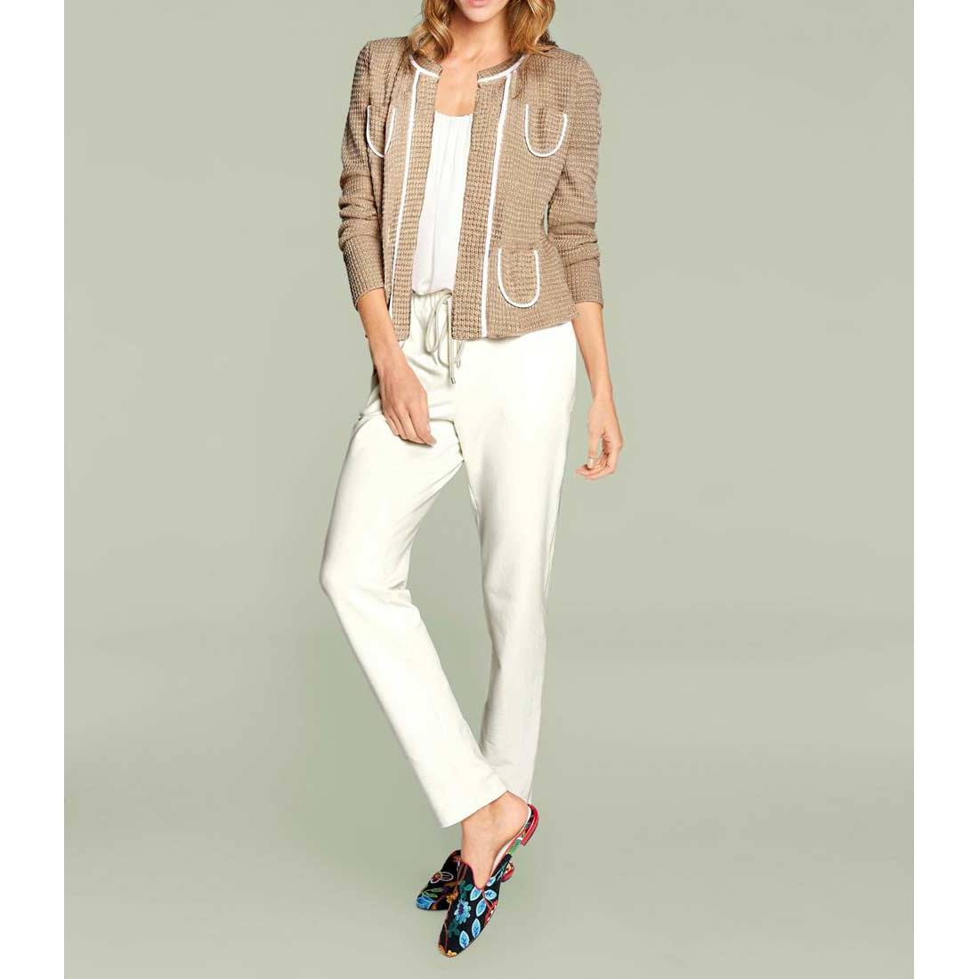 Designer-Cardigan sand-weiß
