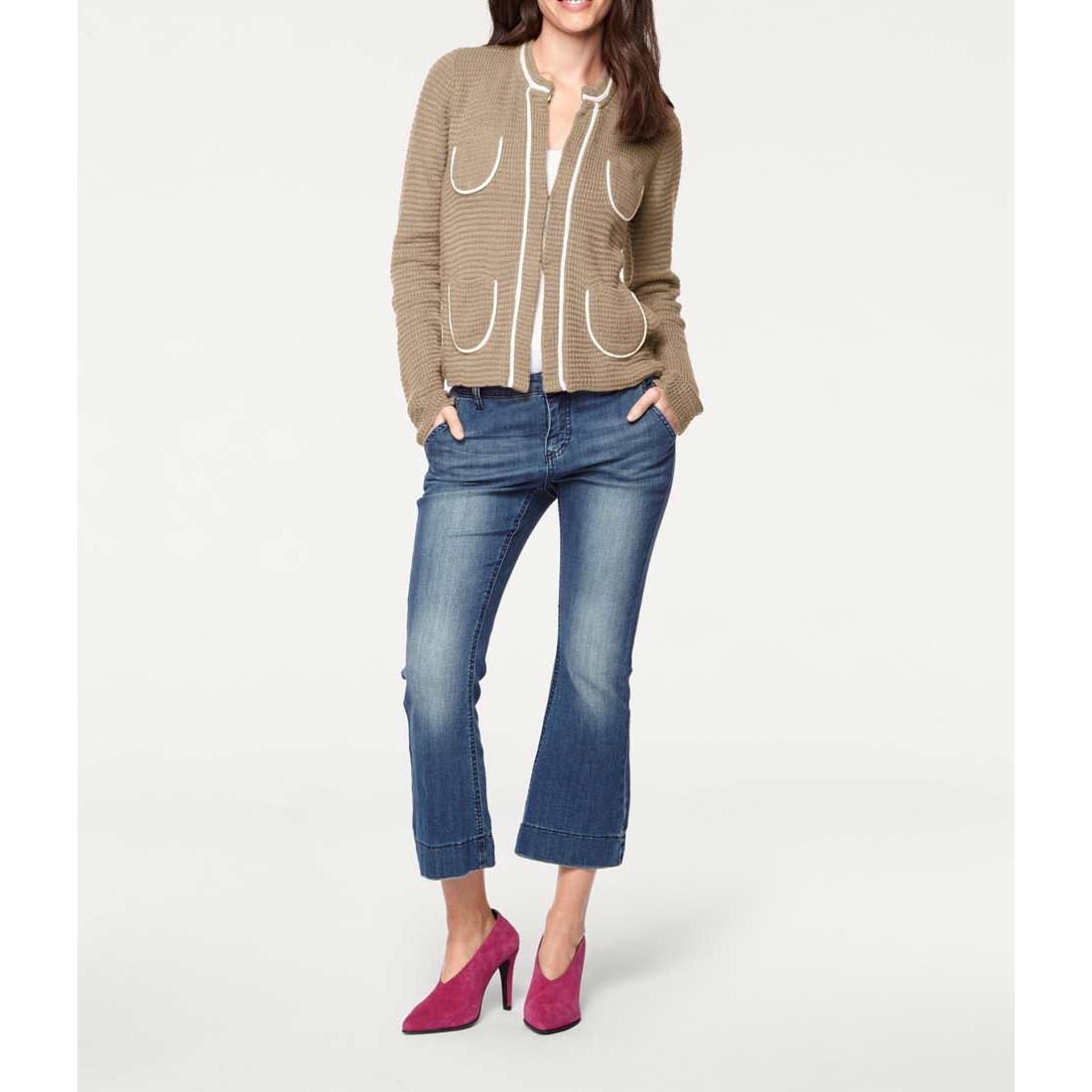Designer-Cardigan sand-weiß