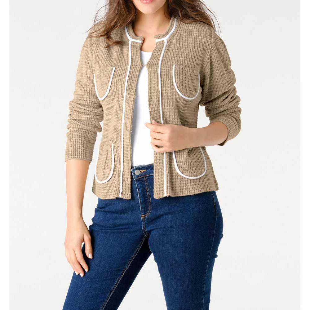 Designer-Cardigan sand-weiß