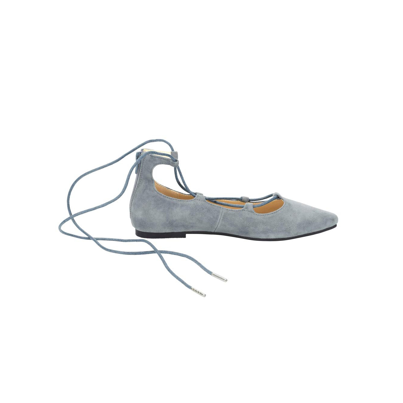 Veloursleder-Ballerina graubleu