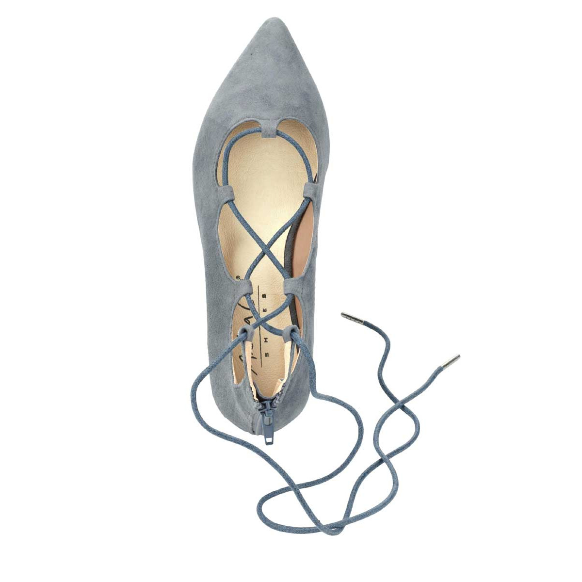 Veloursleder-Ballerina graubleu