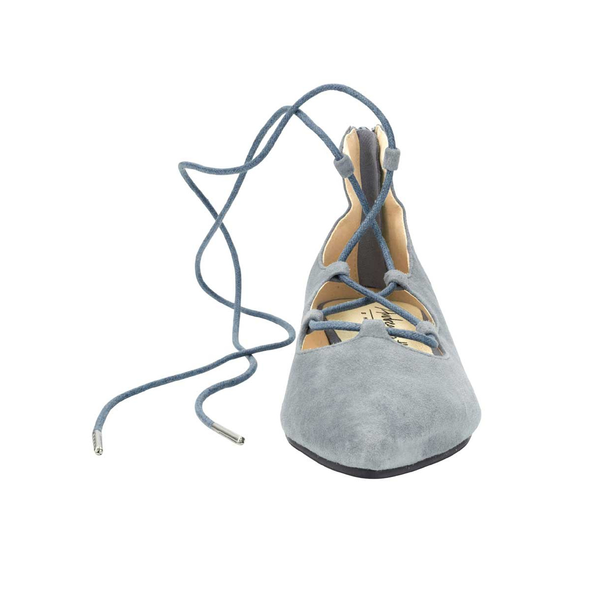 Veloursleder-Ballerina graubleu