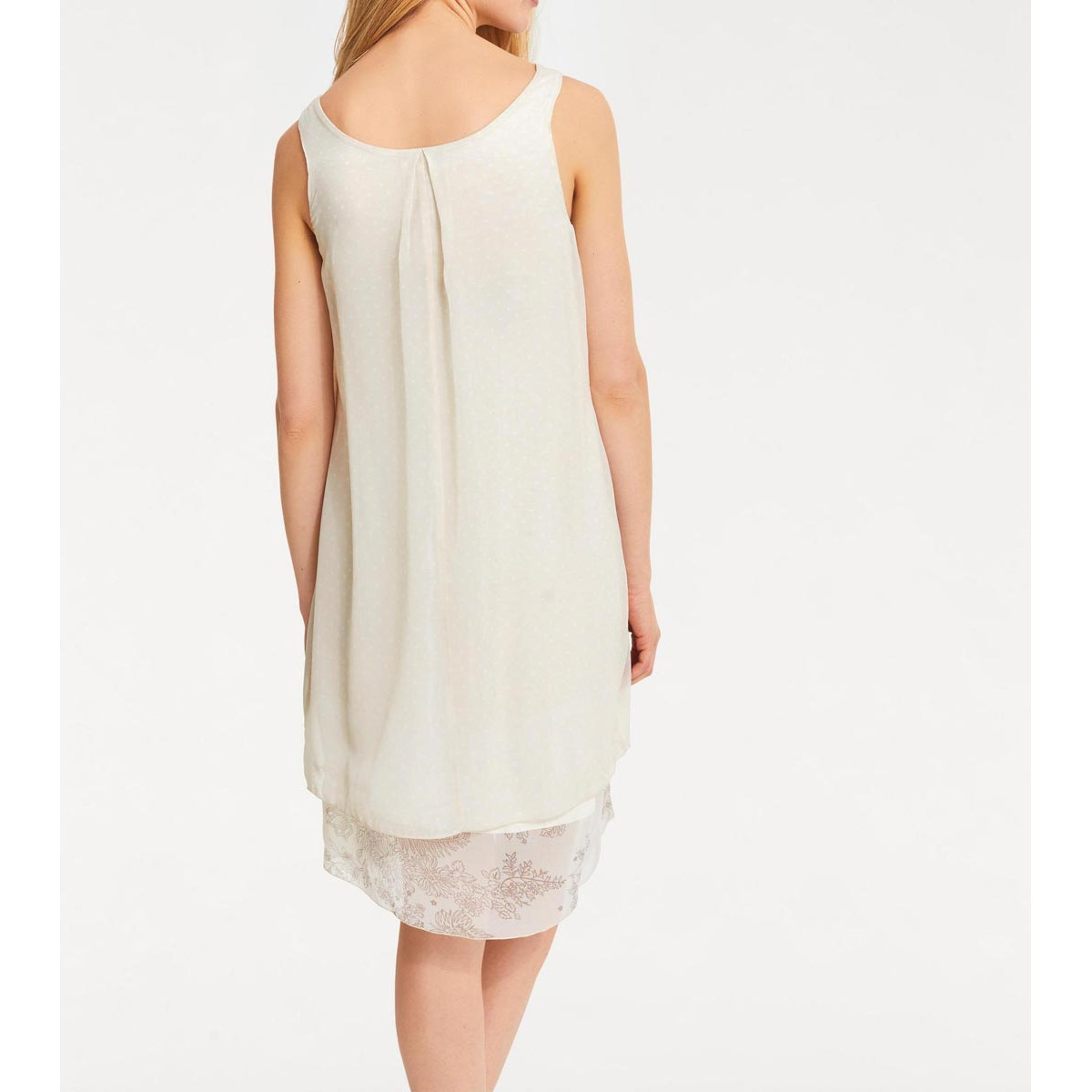 Tupfen-Chiffonkleid sand-ecru