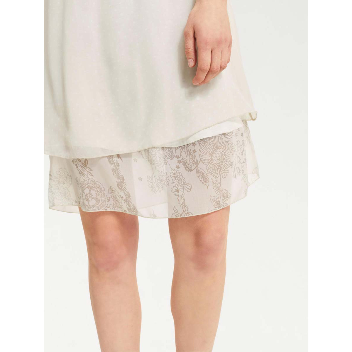 Tupfen-Chiffonkleid sand-ecru