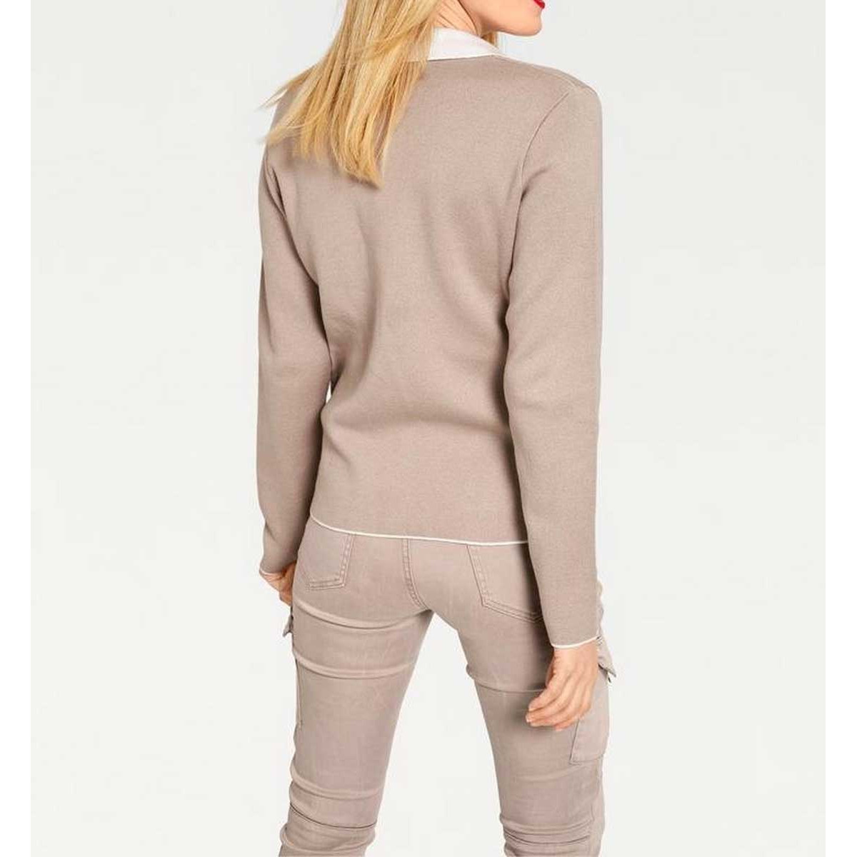 Cardigan m. Patches taupe-ecru