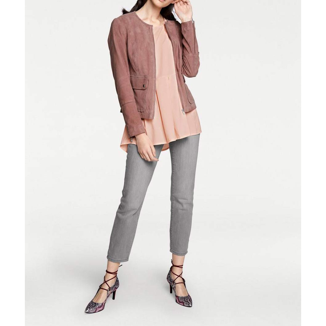 Designer-Ziegenvelourslederjacke rosenholz