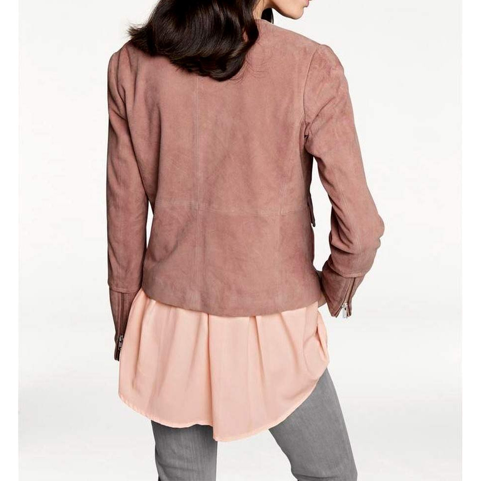 Designer-Ziegenvelourslederjacke rosenholz