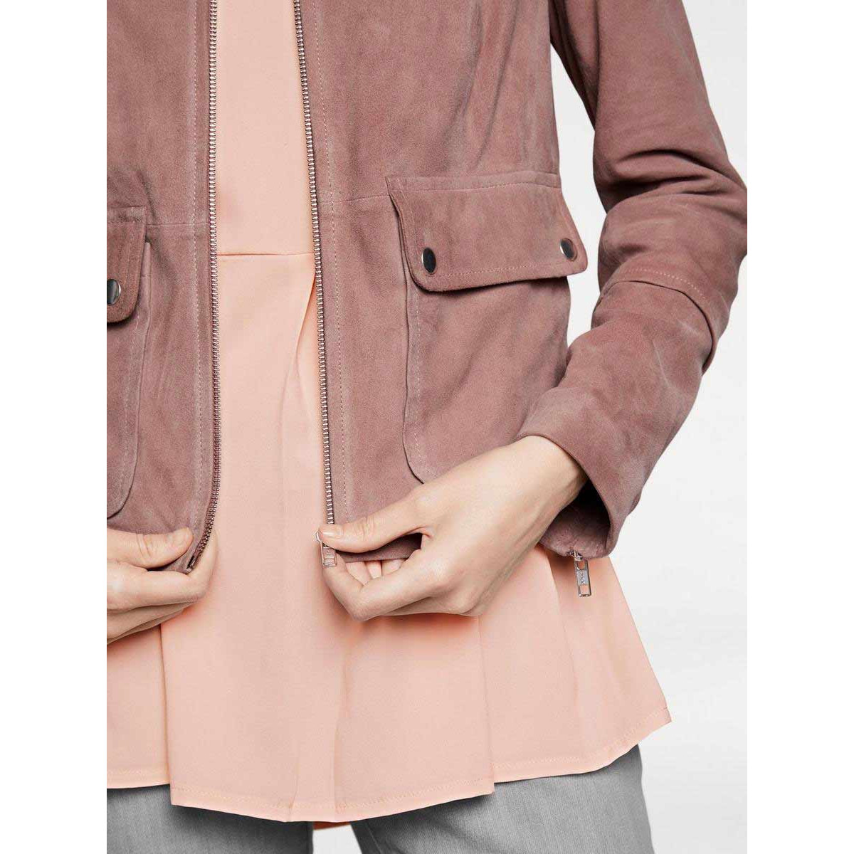 Designer-Ziegenvelourslederjacke rosenholz