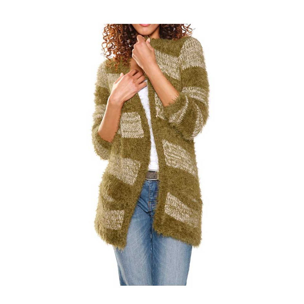 Flausch-Strickjacke oliv