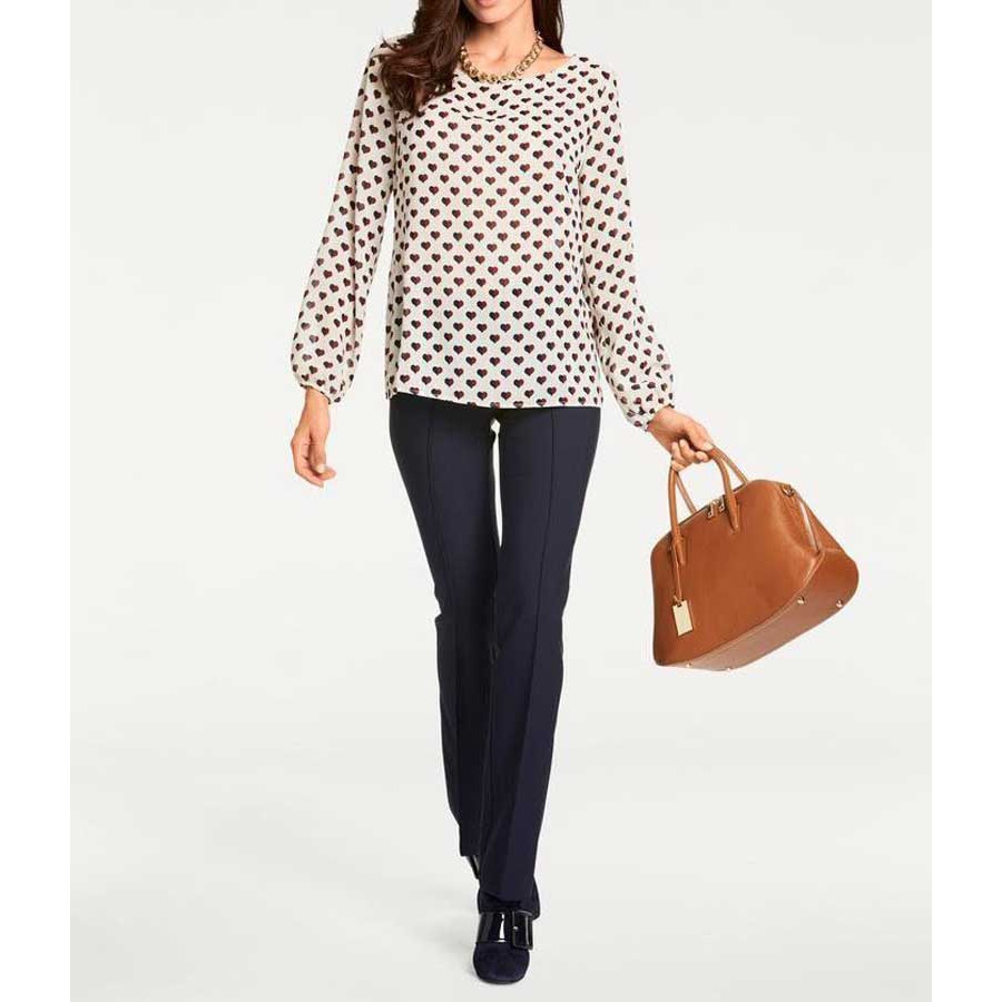 Designer-Druckbluse ecru-bordeaux