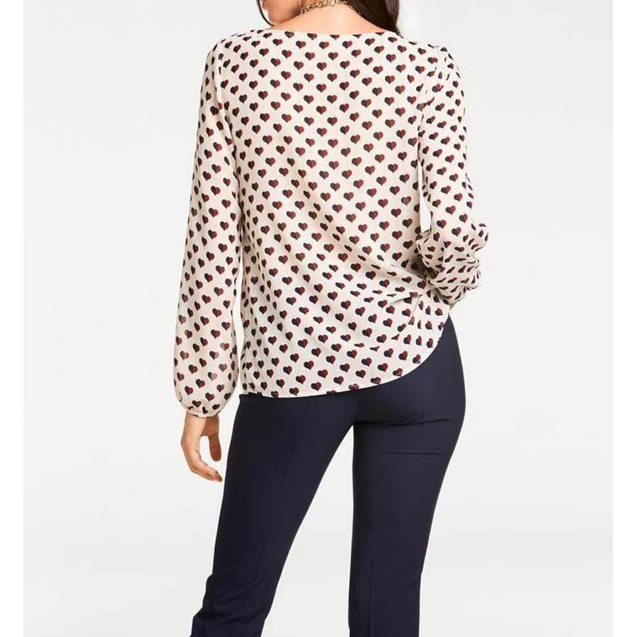 Designer-Druckbluse ecru-bordeaux