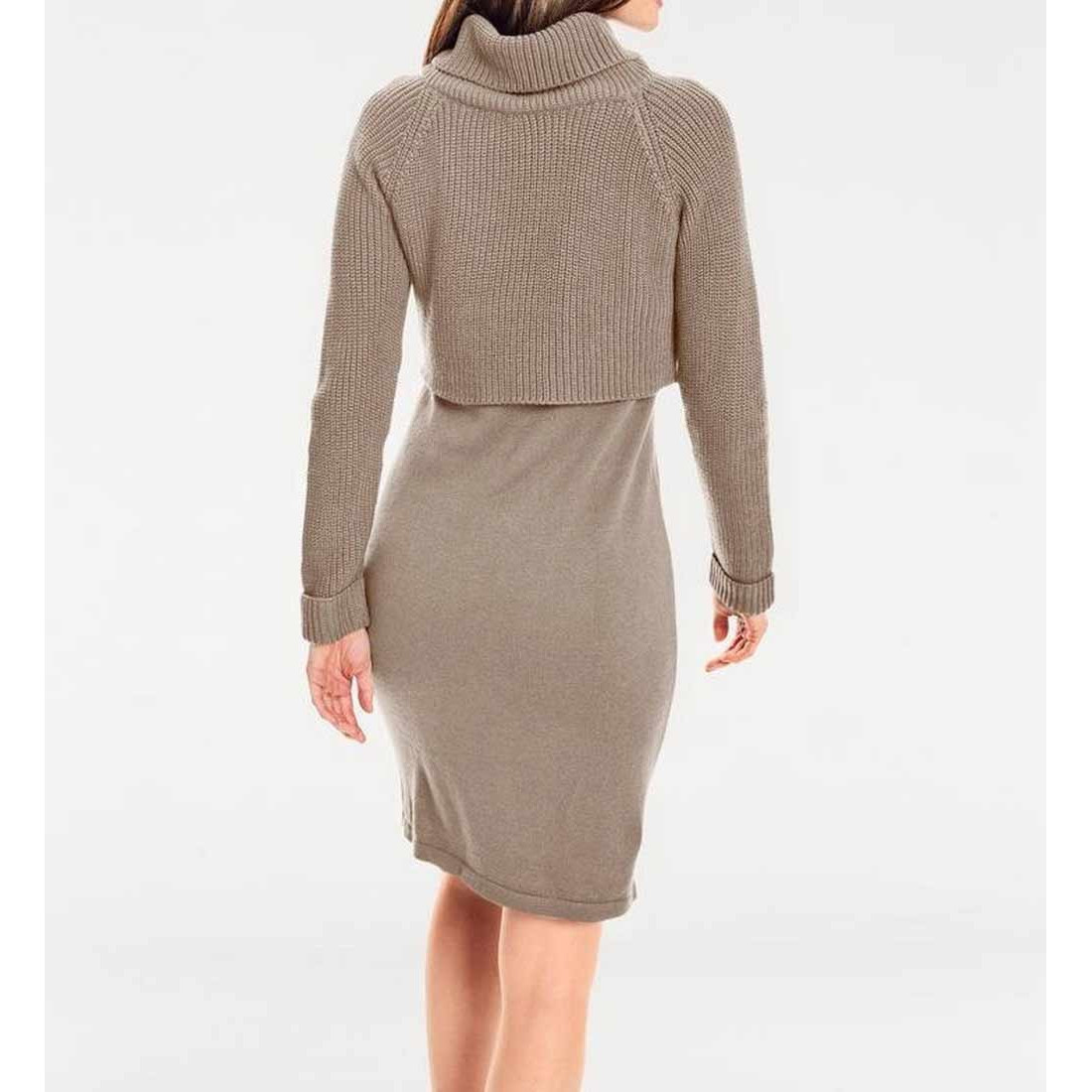 Two in one knit dress walnut