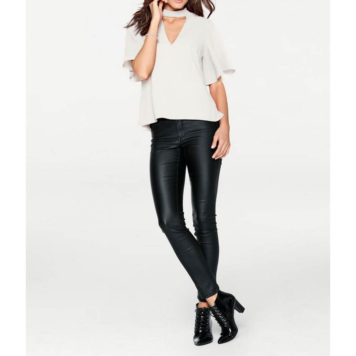 Designer-Bluse m. Cut-Out offwhite