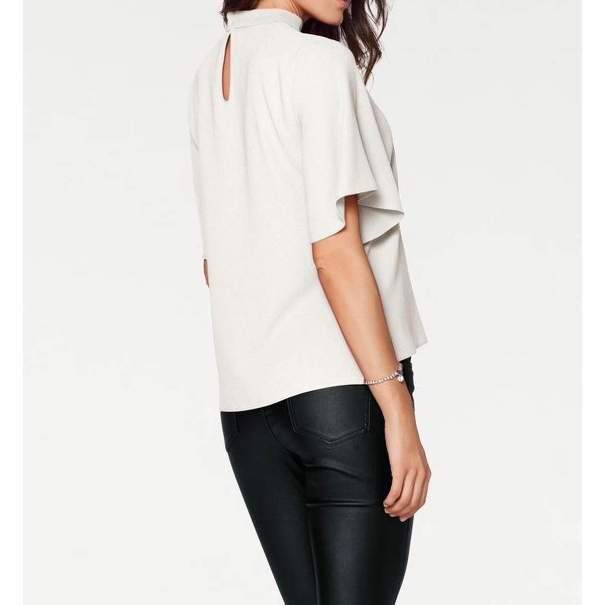 Designer-Bluse m. Cut-Out offwhite