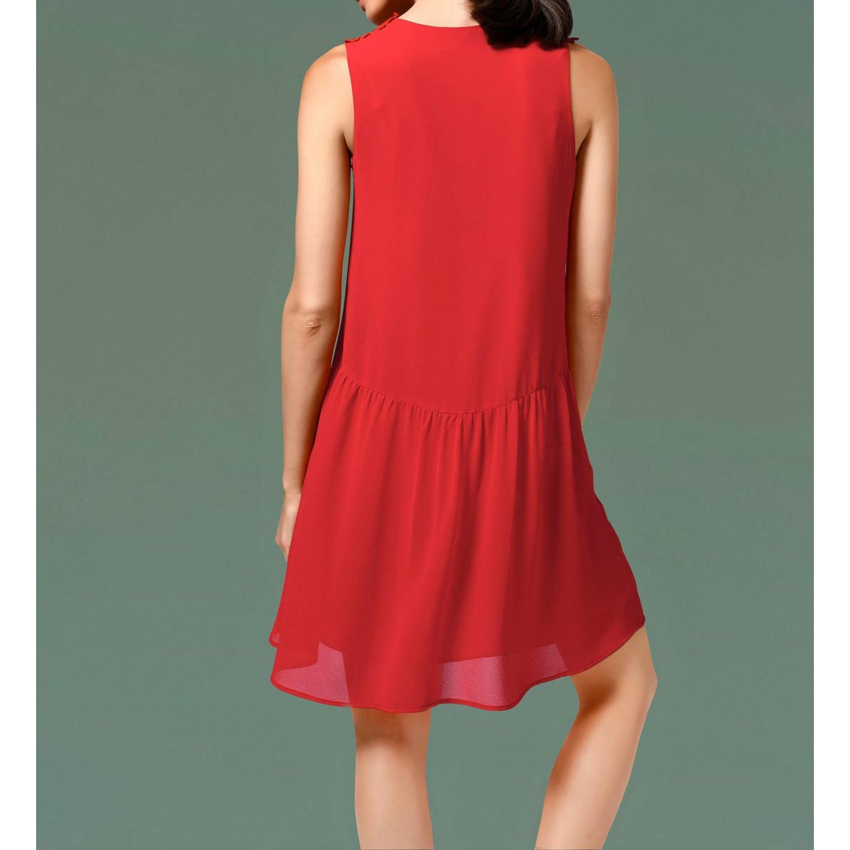 Babydoll-Chiffonkleid koralle