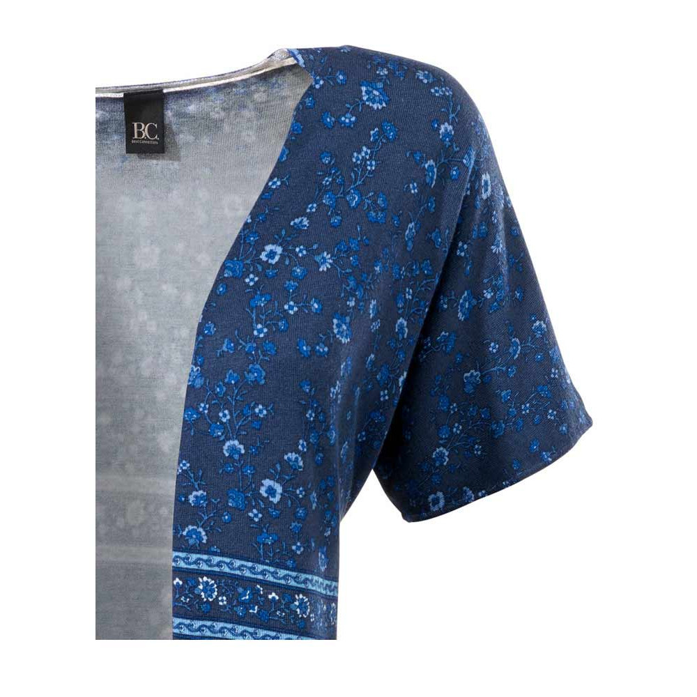 Druckstrickjacke m. Fransen blau-bunt