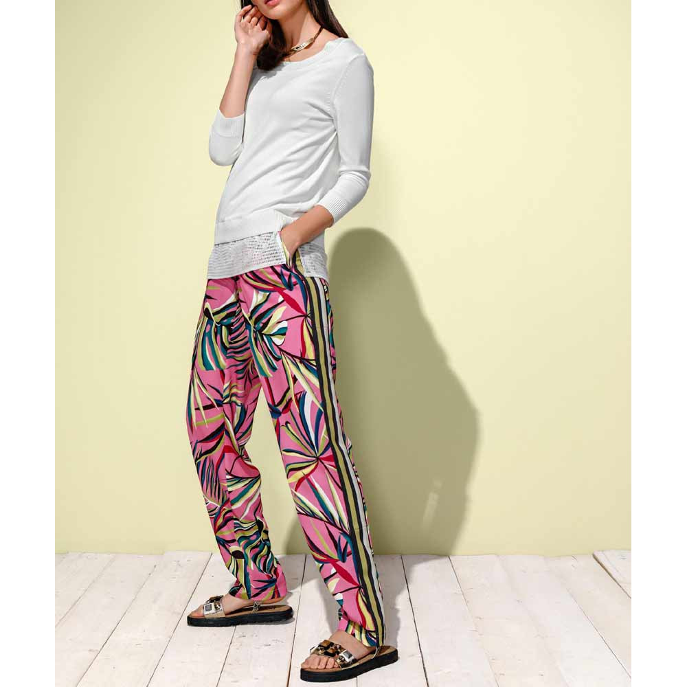 Designer-Druckhose pink-bunt