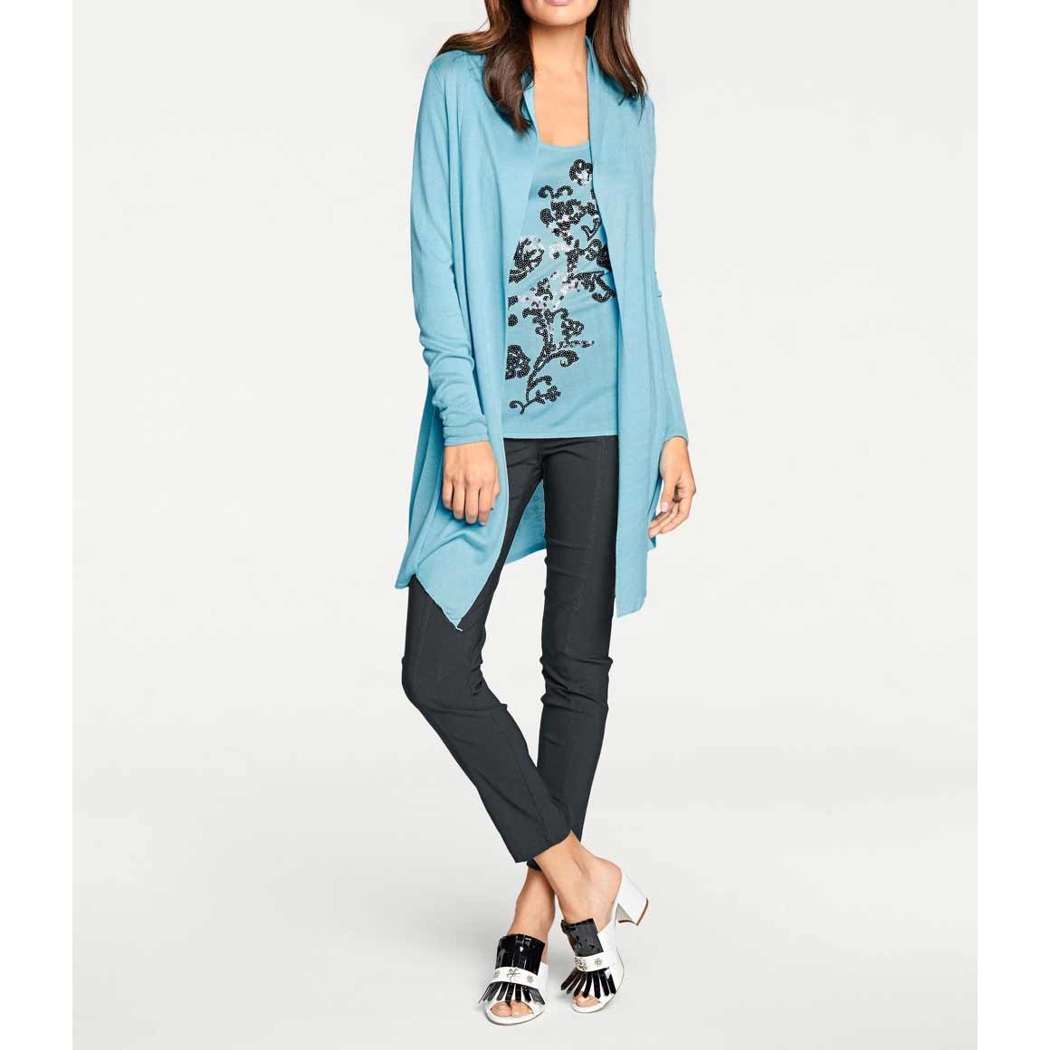Designer-Feinstrick-Twinset blau