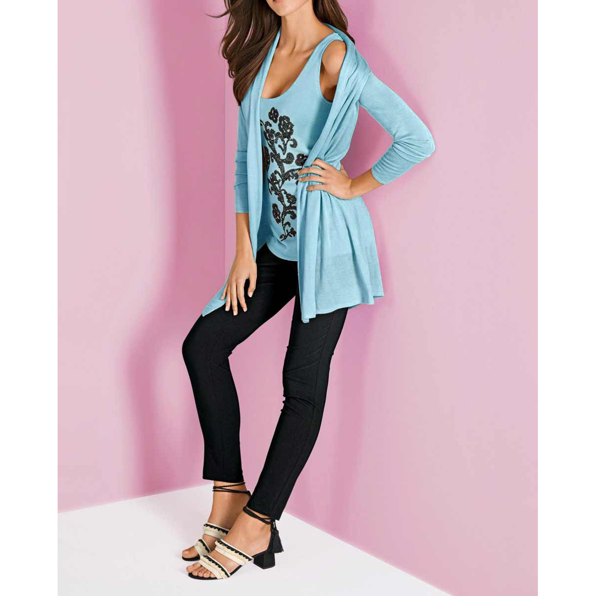 Designer-Feinstrick-Twinset blau