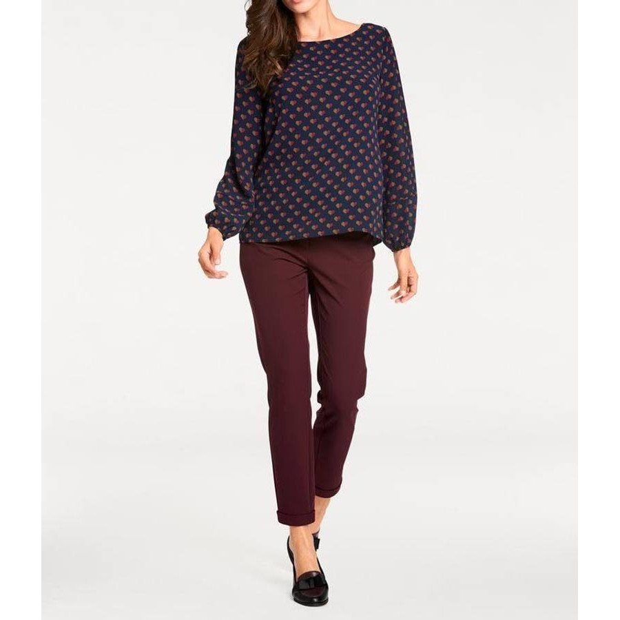 Designer-Druckbluse marine-bordeaux