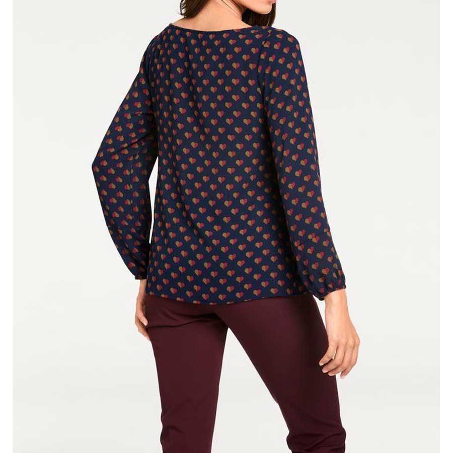 Designer-Druckbluse marine-bordeaux