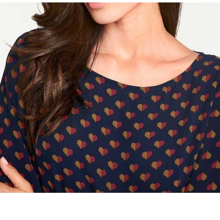 Designer-Druckbluse marine-bordeaux