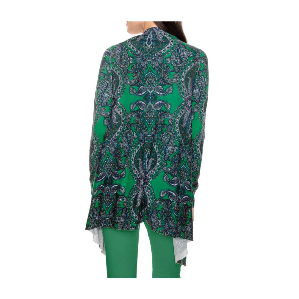 Druckstrickjacke grün-bunt