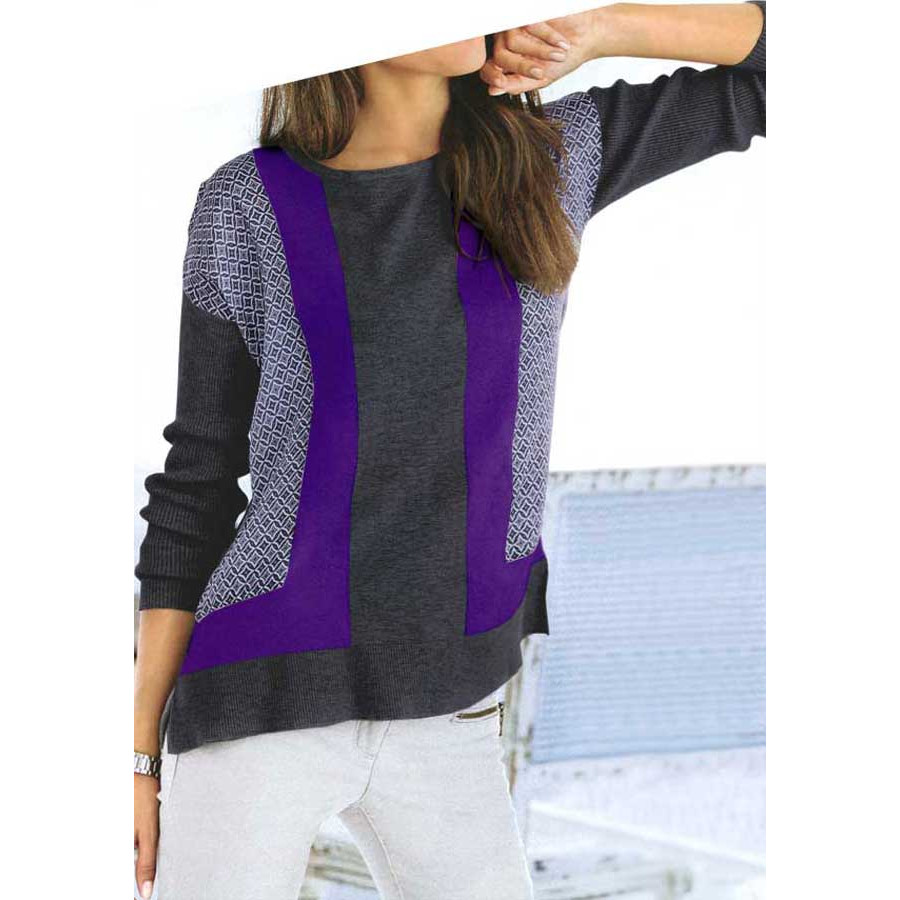 Pullover grau-lila