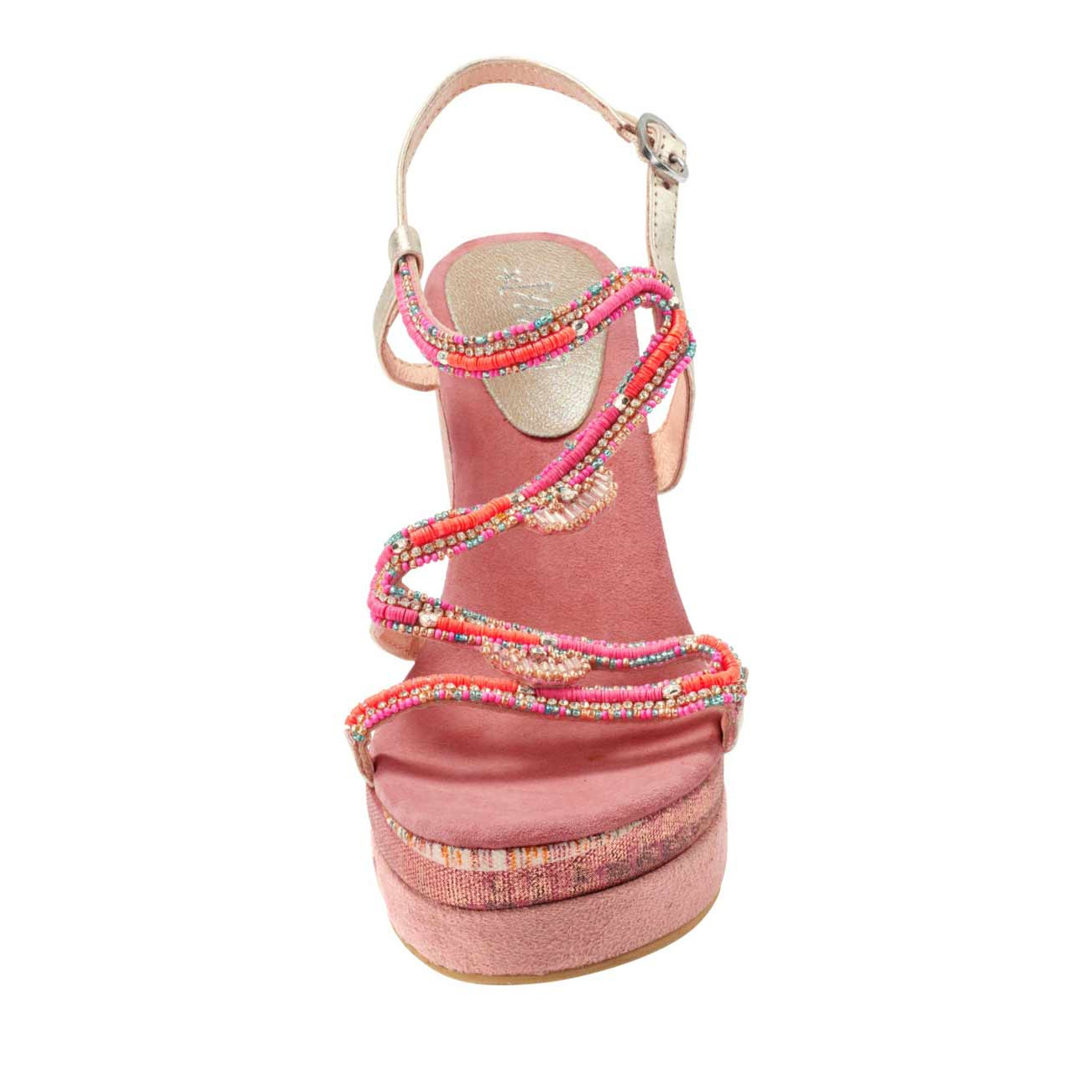 Marken-Keilsandalette koralle