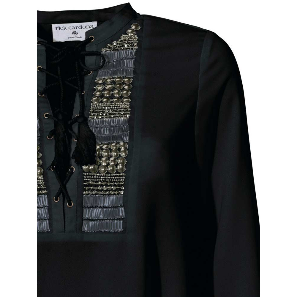 Designer-Stickerei-Tunika schwarz
