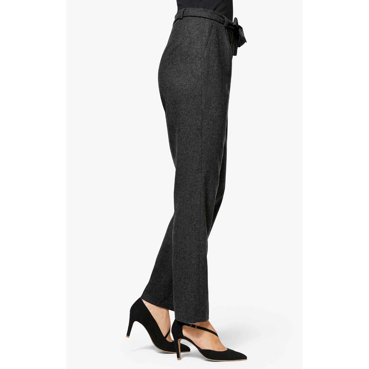 Designer-Hose m. Gürtel anthrazit-meliert