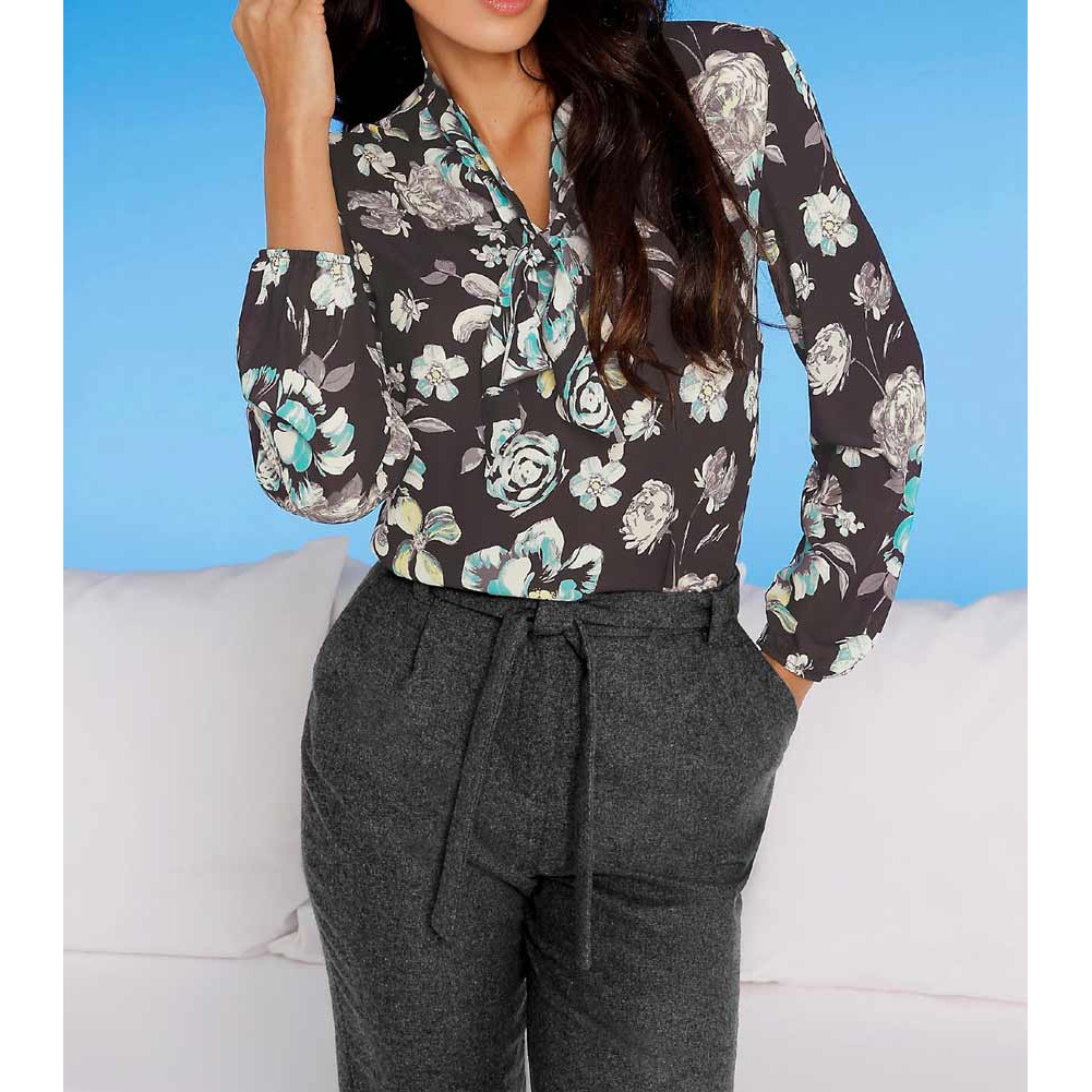 Designer-Hose m. Gürtel anthrazit-meliert