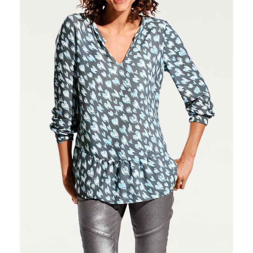 Druckbluse grau-mint