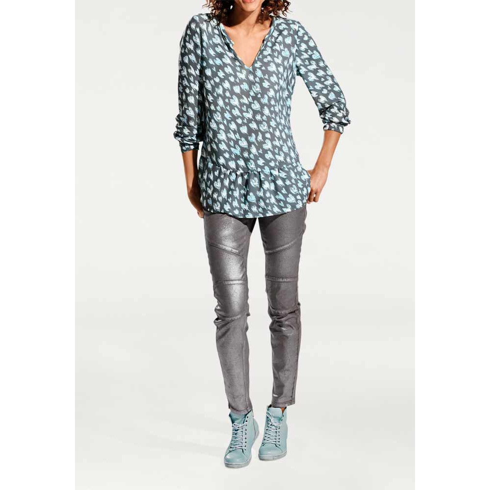 Druckbluse grau-mint