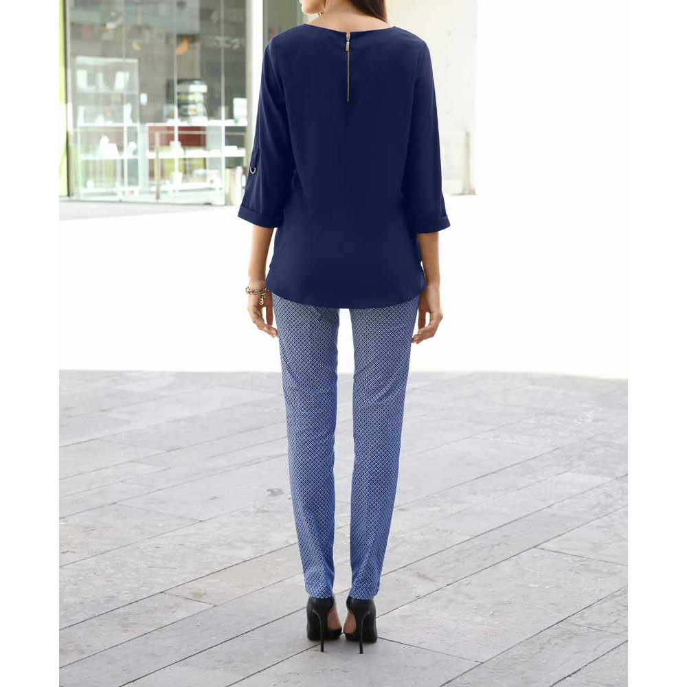 Stretch trousers blue-black-white