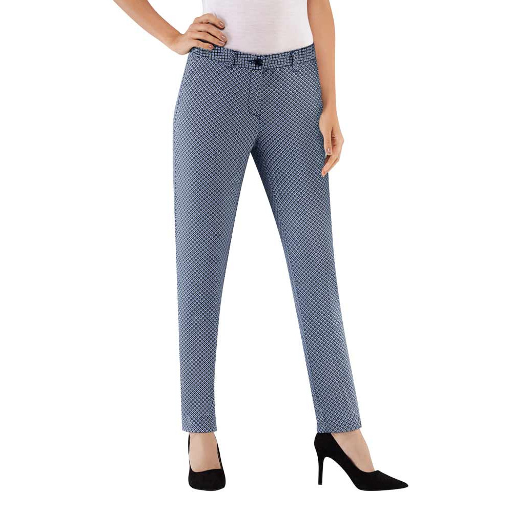Stretch trousers blue-black-white