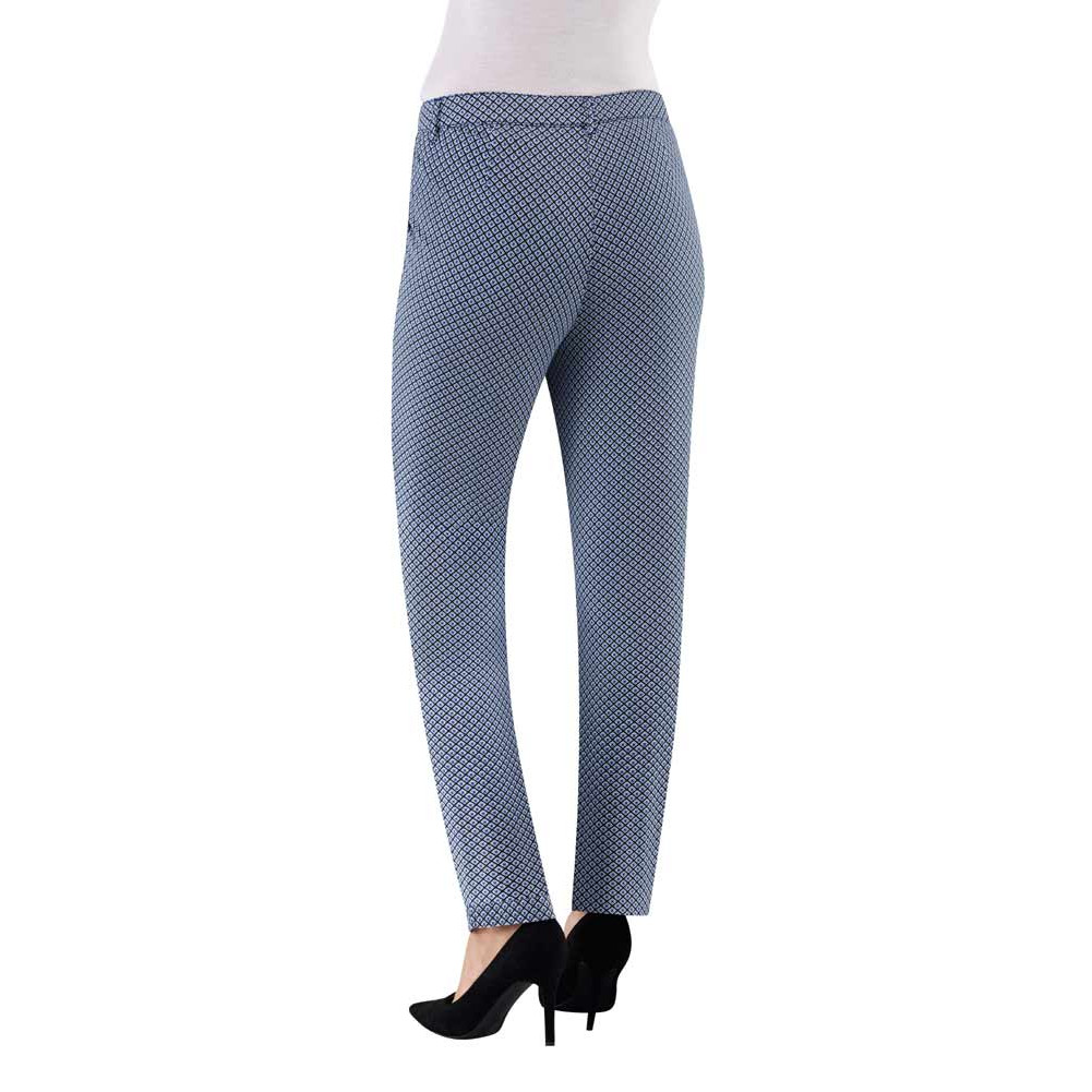 Stretch trousers blue-black-white