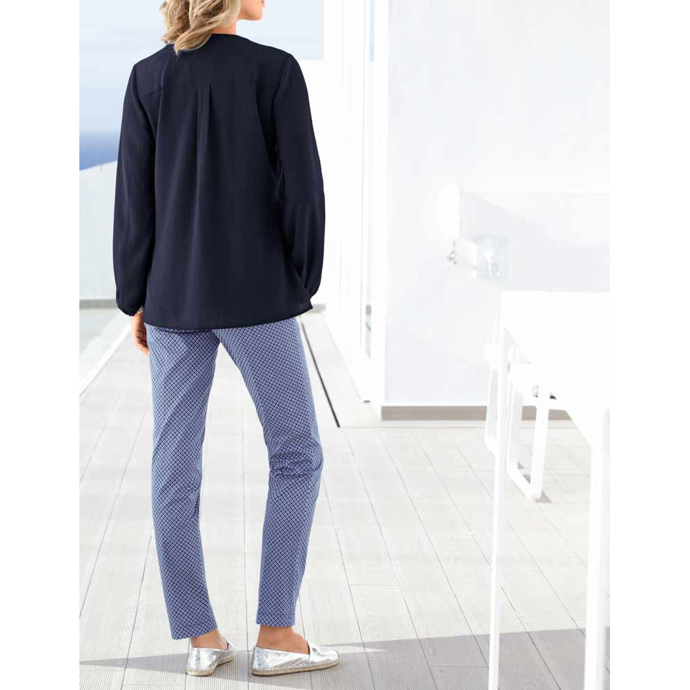 Stretch trousers blue-black-white
