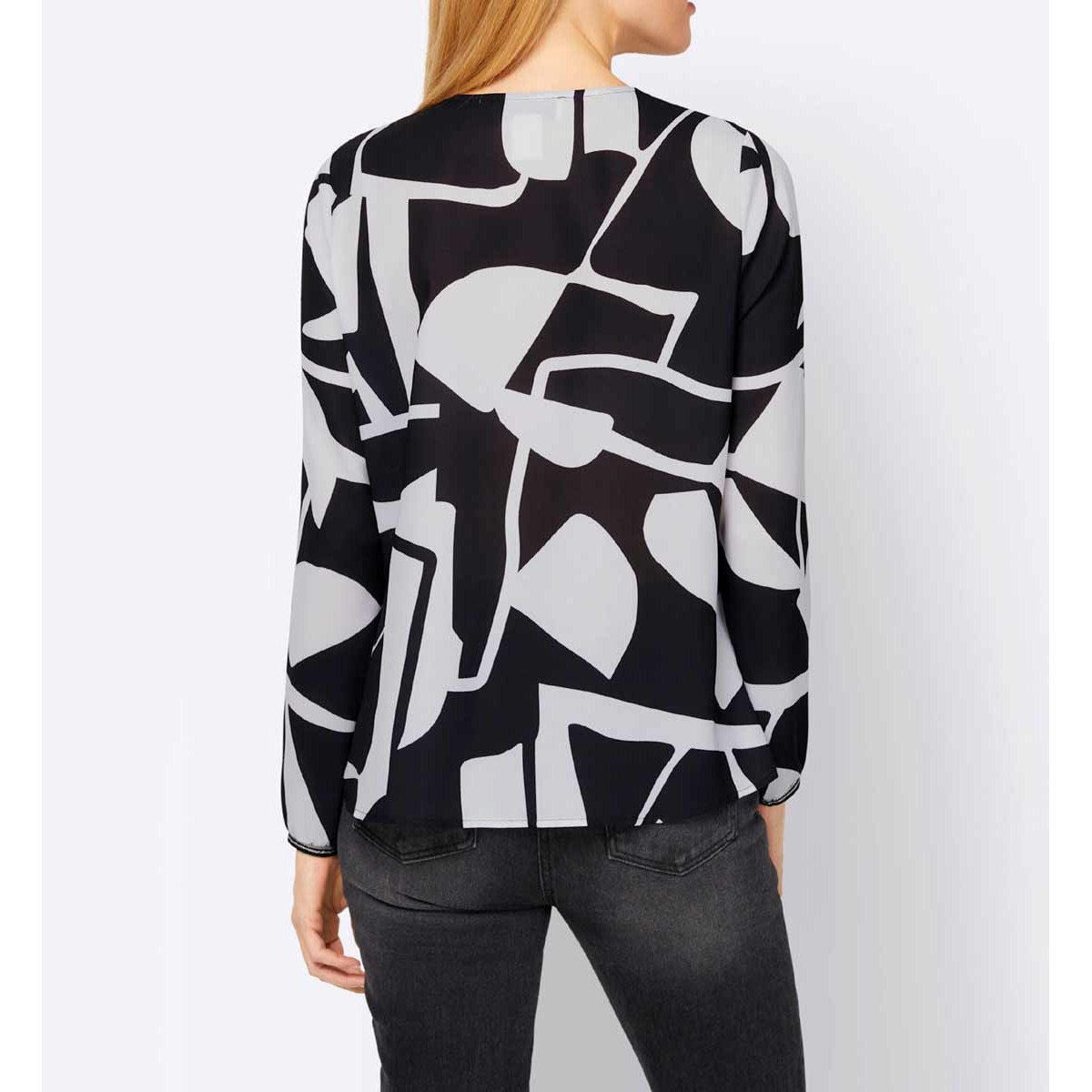 Designer-Druckbluse schwarz-weiß